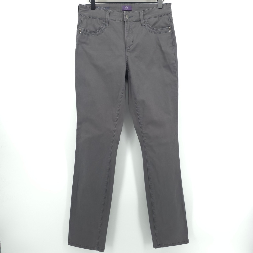 NYDJ Samantha Slim Women Pants Size 4 Gray Lift Tuck Straight Leg Trousers